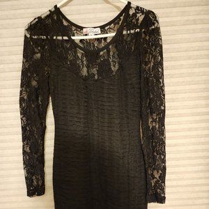 Black lace long sleeved dress